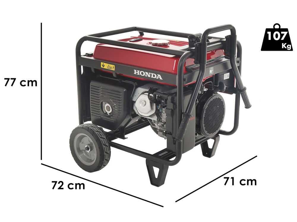 Honda EM 5500CXS – Benzin-Stromerzeuger mit Rädern und AVR-Regelung 5.5 kW – Dauerleistung 5 kW – 230V + ATS