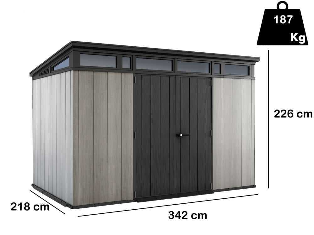 Keter Artisan grau – Gartenhaus – Mit Doppeltüren – – 342x218x226 cm