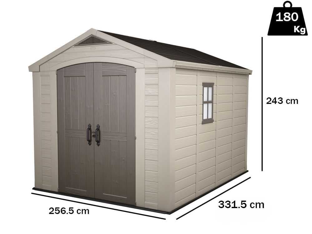 Keter Factor beige – Gartenhaus – mit Seitenfenster – 256.5×331.5×243 cm