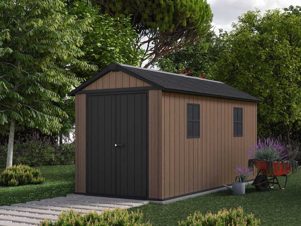 Keter Newton plus 7513/1375 – Gartenhaus – Mit Doppeltür und Fenstern – 230x413x246 cm