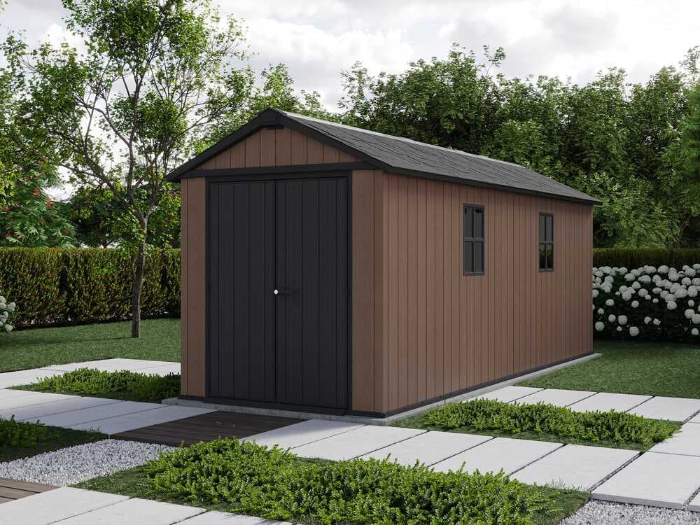 Keter Newton plus 7517/1775 – Gartenhaus – Mit Doppeltür und Fenstern – 230x539x246 cm