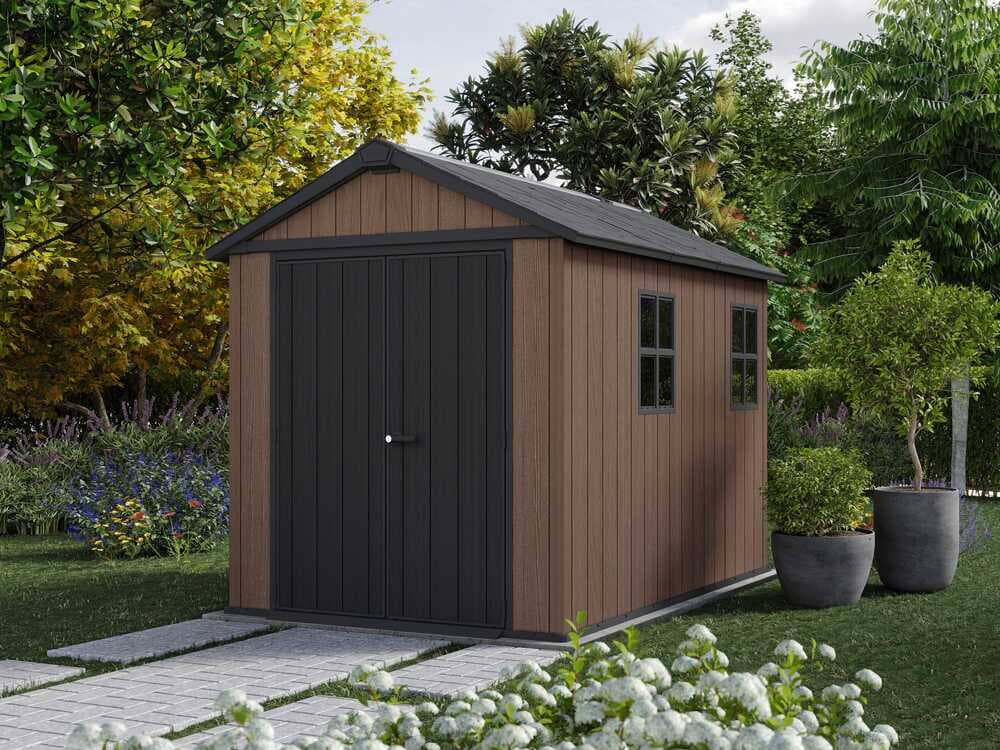 Keter Newton plus 759/975 – Gartenhaus – Mit zweiflügeliger Tür und Fenstern – 230x287x246 cm