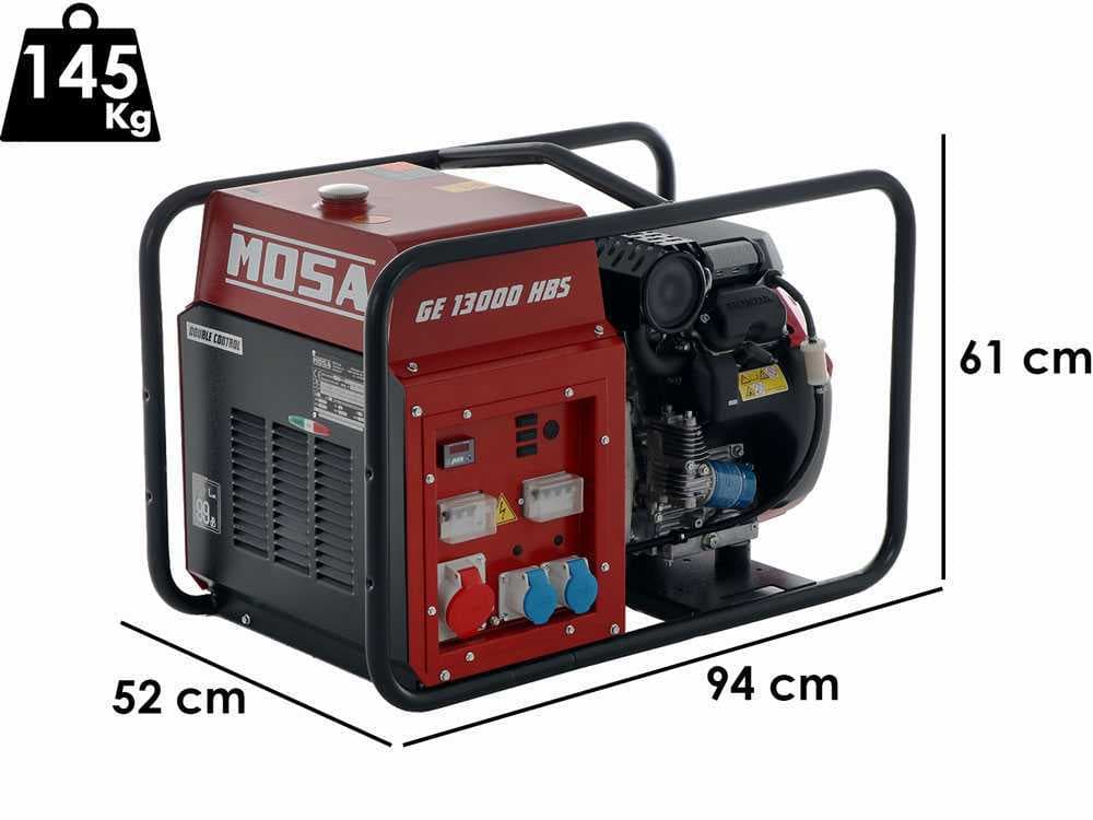 MOSA GE 13000 HBS – Benzin-Stromerzeuger 10.4 kW – Dauerleistung 9 kW 400V – Honda Motor GX630