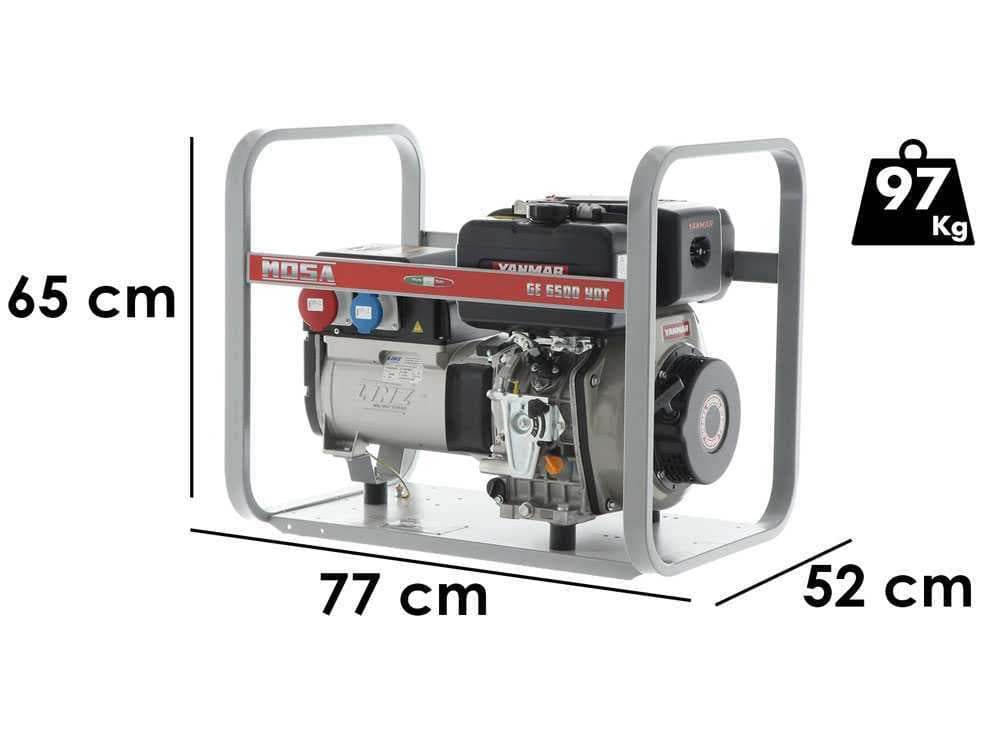 MOSA GE 6500 YDT – Diesel-Stromerzeuger 5.2 kW – Dauerleistung 4.6 kW – 400V – Motor Yanmar L 100 N
