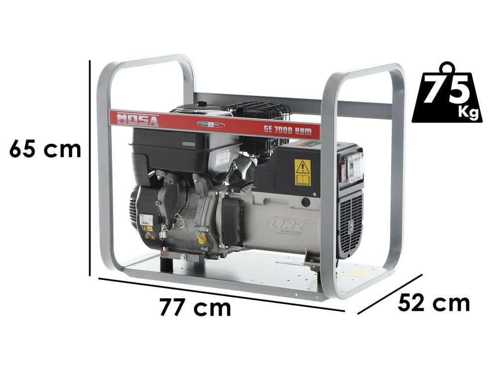 MOSA GE 7000 BBM AVR – Benzin-Stromerzeuger mit AVR-Regelung – 6 kW – Dauerleistung 5 kW – 230V – Motor B&S XR2100