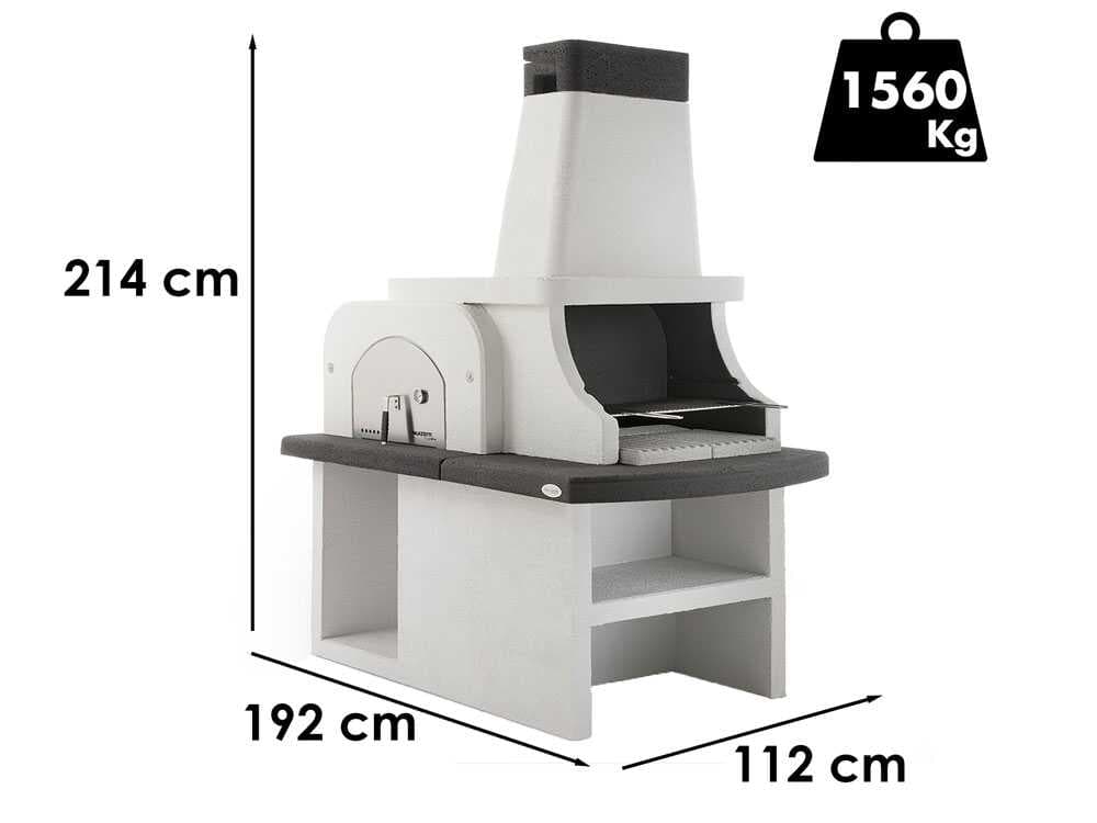 Palazzetti Bastia – Kombi-Grillkamin mit Holzbackofen aus Betonstein
