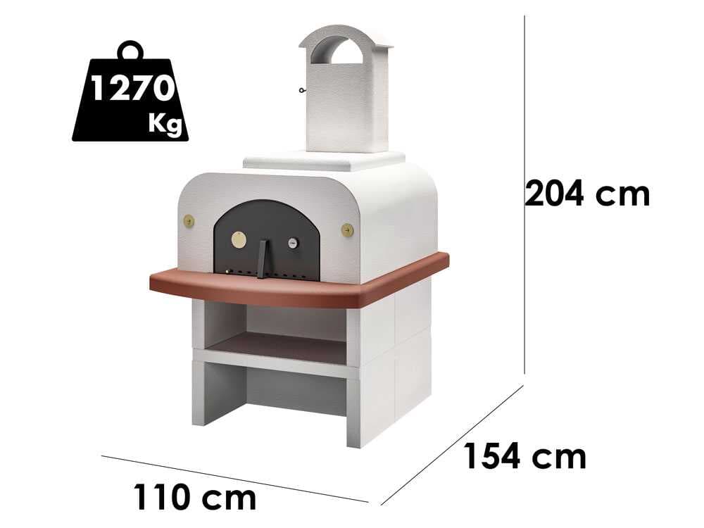Pizzaofen Palazzetti Easy Large mit Unterbau – Holzbackofen – Innenraum 77×96 cm