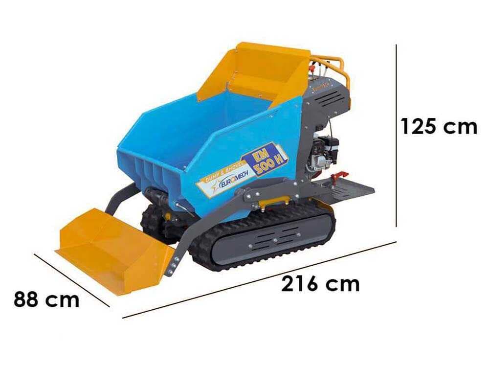 Raupendumper EuroMech EM500H-Dump & Shovel – 500 kg Dumper Mulde mit hydraulischem Kippsystem mit Schaufel