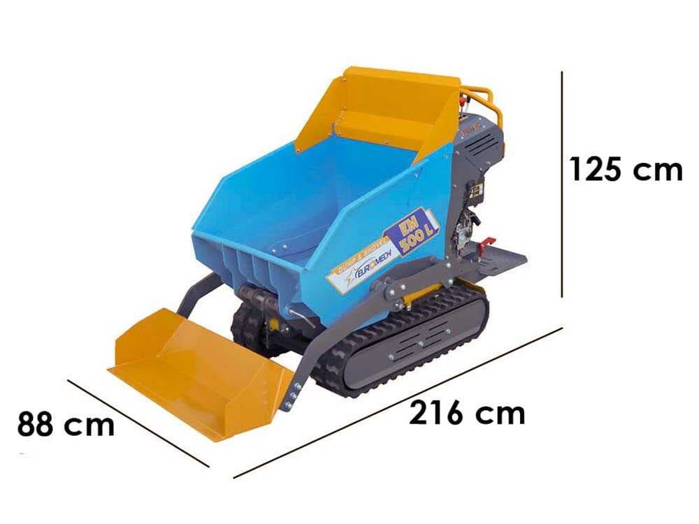 Raupendumper EuroMech EM500L-Dump & Shovel – 500 kg Dumper Mulde mit hydraulischem Kippsystem und Schaufel