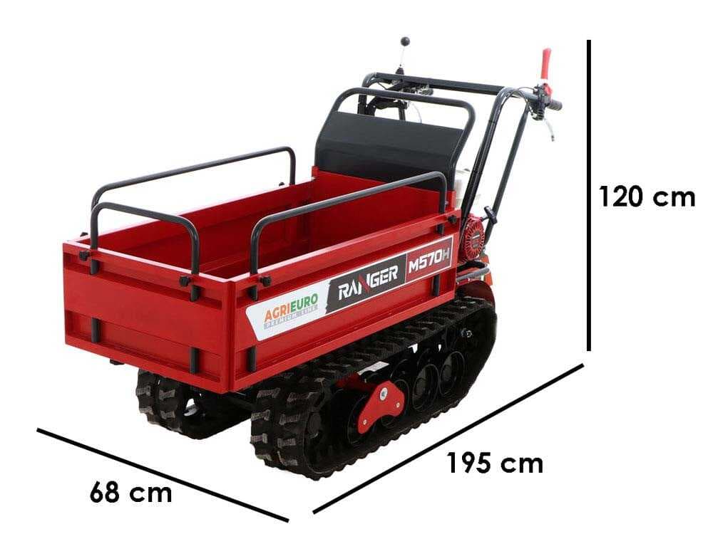 Raupendumper mit ausziehbarer Ladefläche AgriEuro Premium Ranger M570 H-E – Honda GX200 Motor – E-Starter