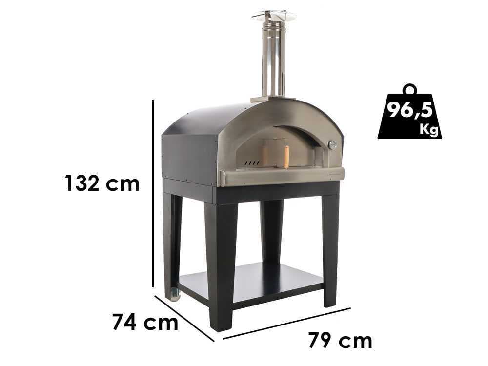 Rossofuoco Campagnolo – Holzbackofen für den Außenbereich mit Wagen- schwarz