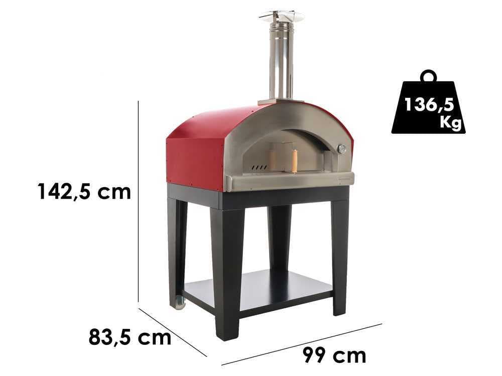Rossofuoco Nonna Luisa – Holzbackofen für den Außenbereich mit Wagen – rot