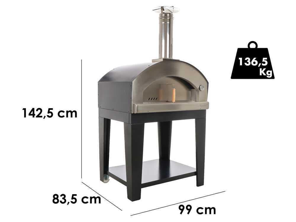 Rossofuoco Nonna Luisa – Holzbackofen für den Außenbereich mit Wagen – schwarz