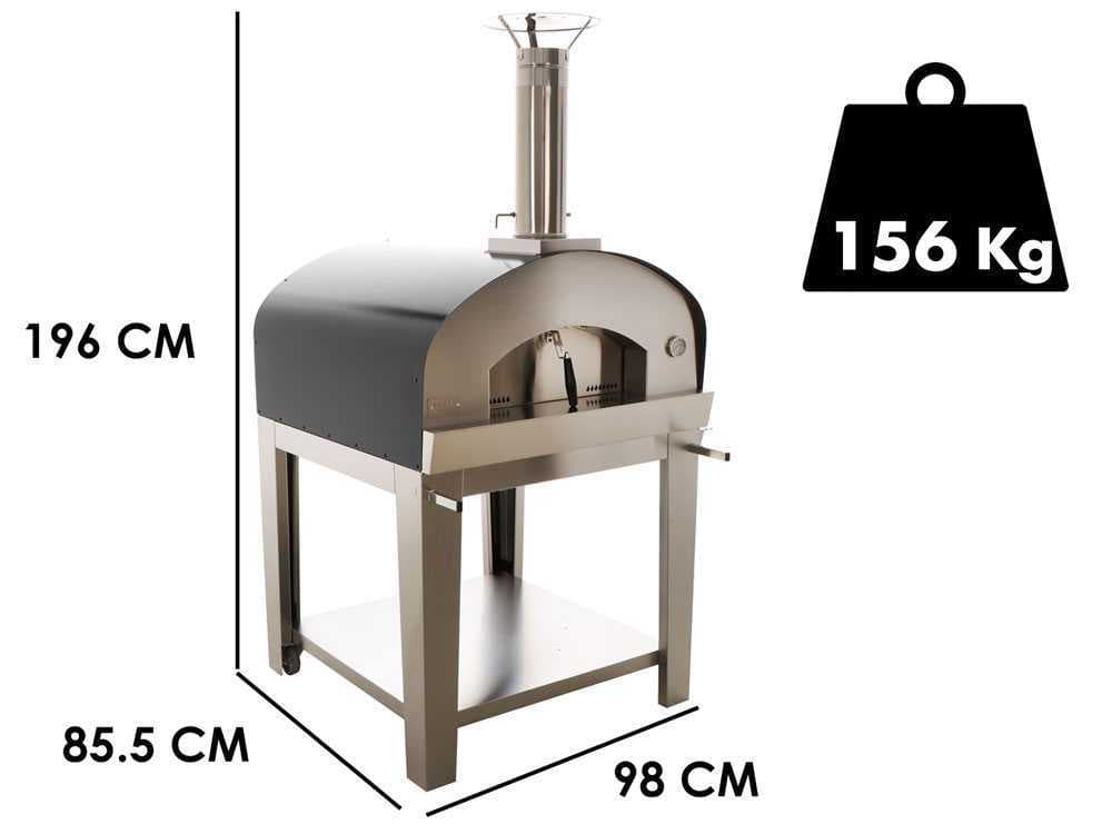 Seven Italy Ade – Holzbackofen für draußen mit Wagen – Anthrazit
