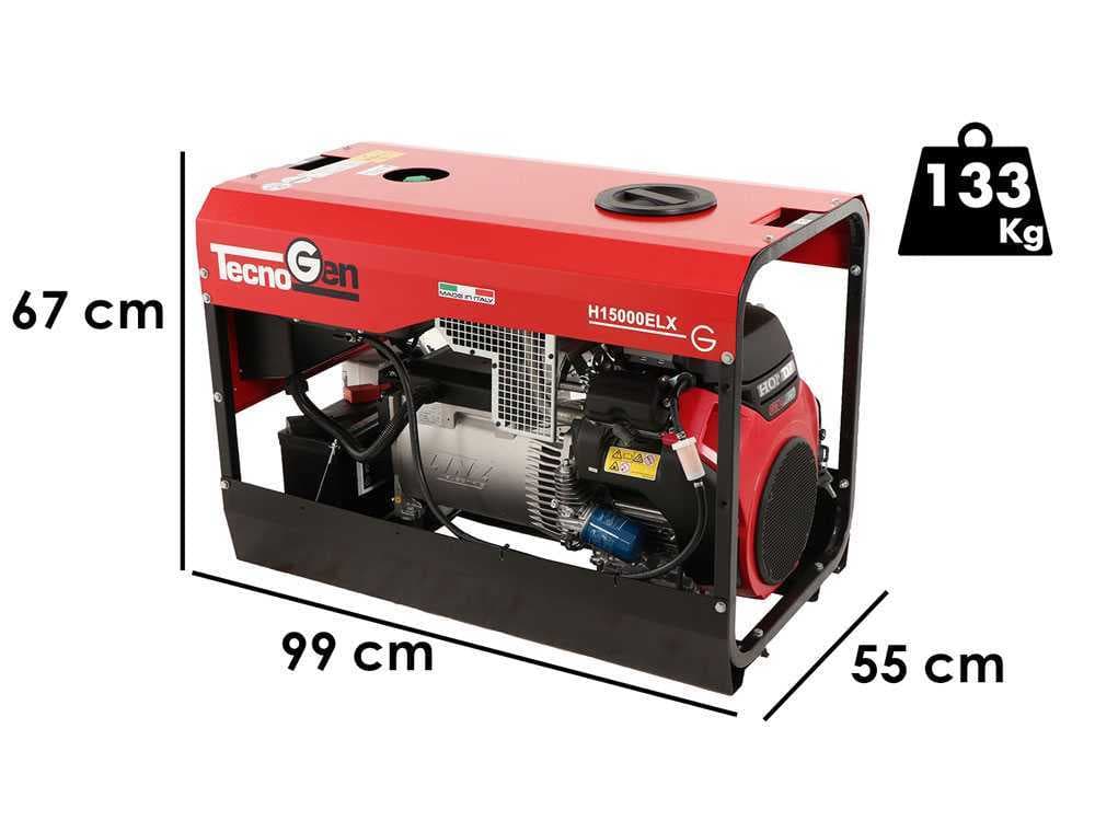 TecnoGen H15000ELX – Benzin-Stromerzeuger 10.4 kW – Dauerleistung 9.4 kW – 230V