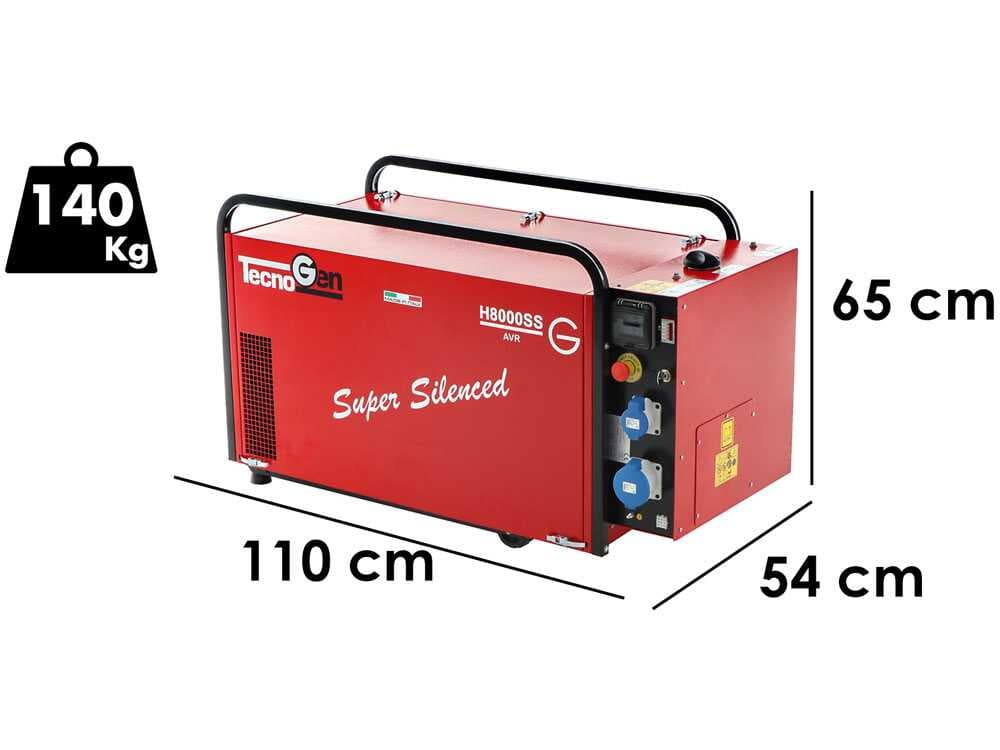 TecnoGen H8000SS – Leiser Benzin-Stromgenerator 5.8 kW – Dauerleistung 5.2 kW – 230V
