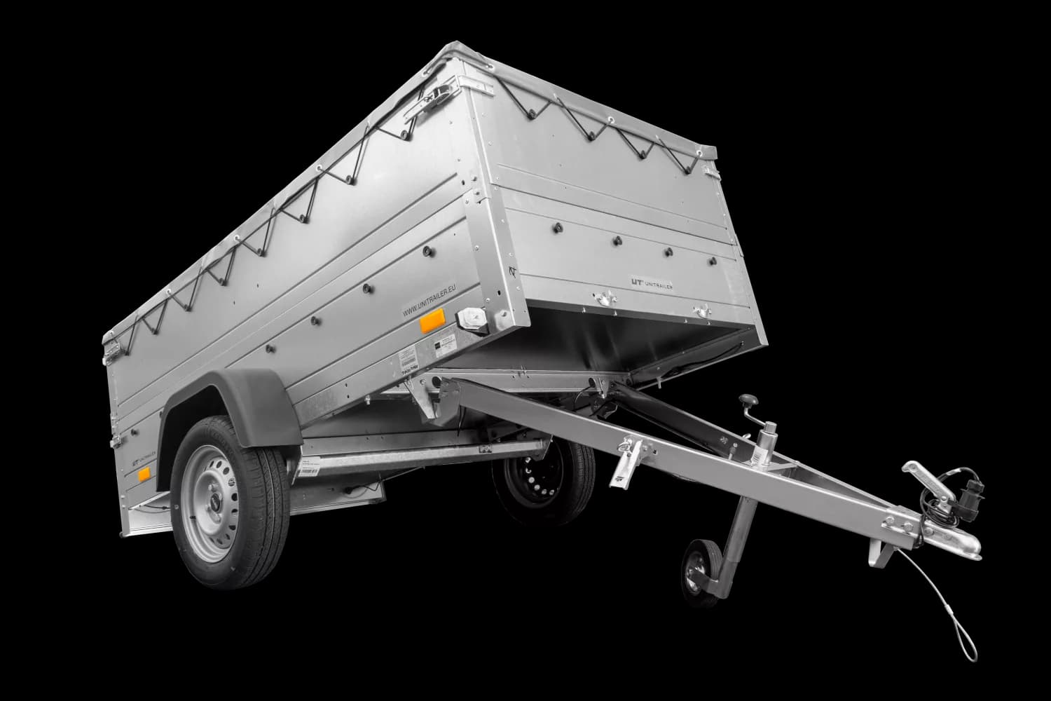 Faltbarer Anhänger Garden Trailer 230 KIPP mit zusätzlichen Bordwänden, Stützrad und Flachplane-Neu
