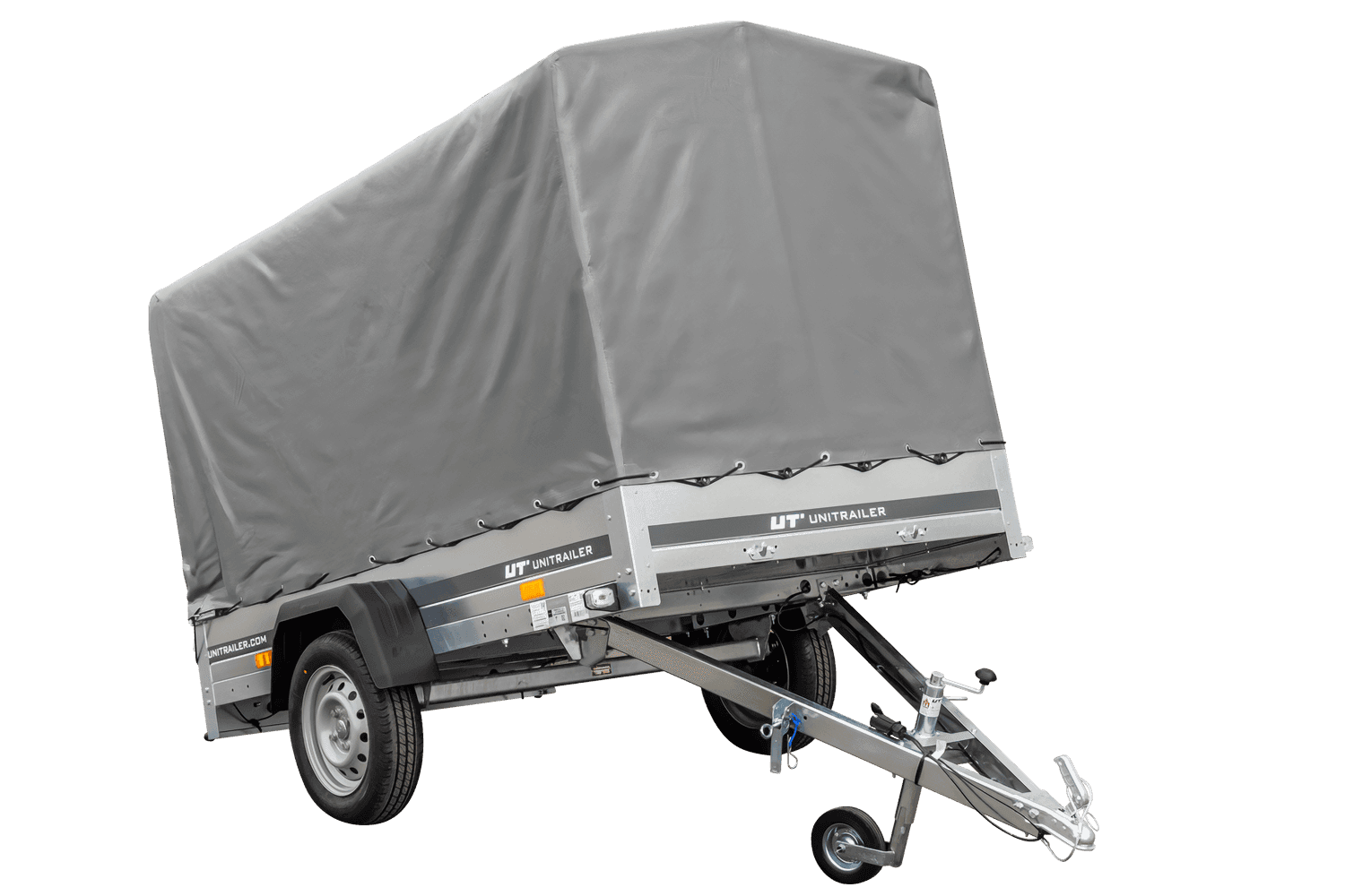 PKW Anhänger 230×125 Garden Trailer 230 KIPP Unitrailer 750 kg mit Stützrad, 110 cm hoher Plane und Hochspriegel-Neu