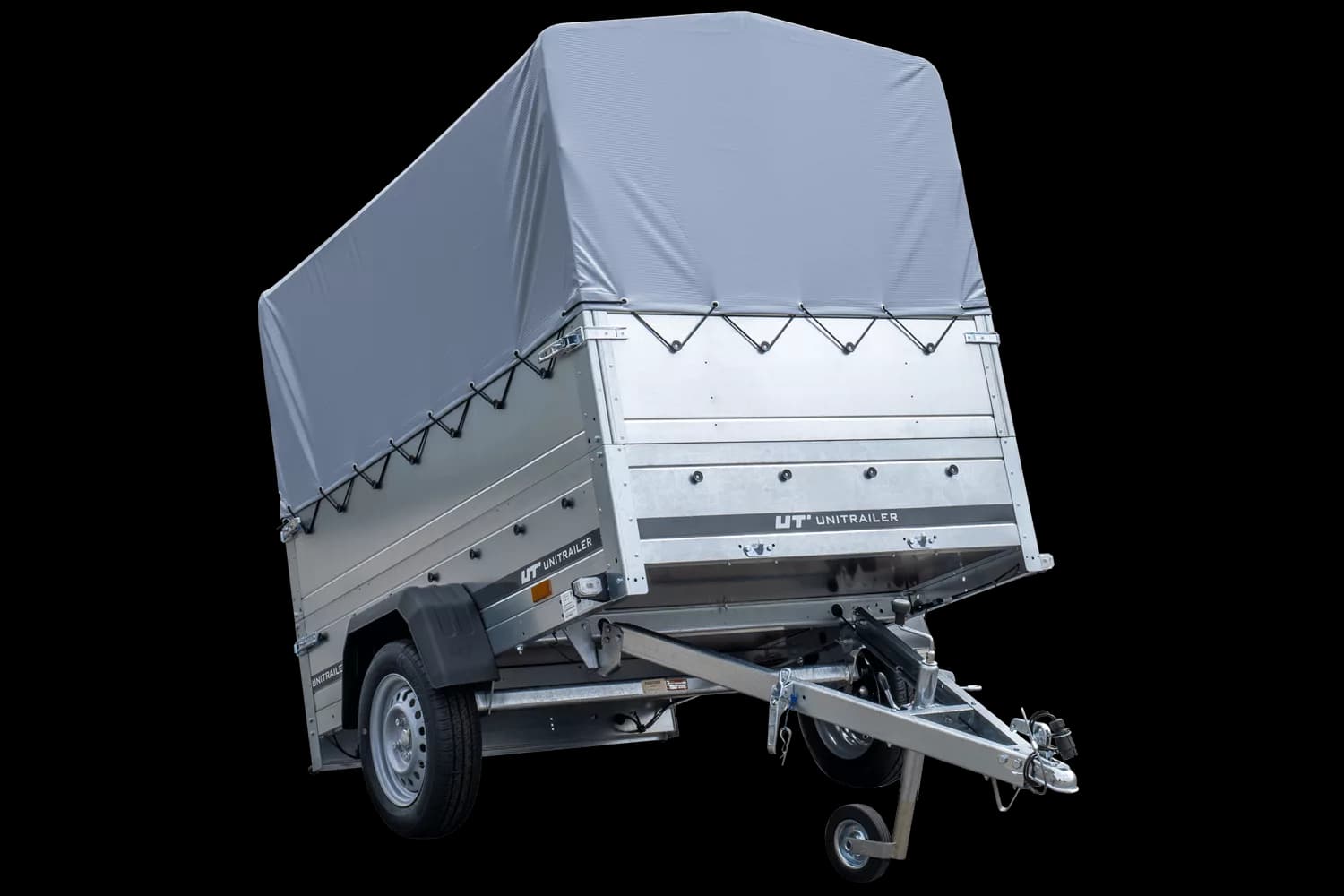 Pkw Anhänger 750 kg ungebremst Garden Trailer 201 KIPP mit zusätzlichen Bordwänden, Stützrad, Hochplane und Hochspriegel-Neu