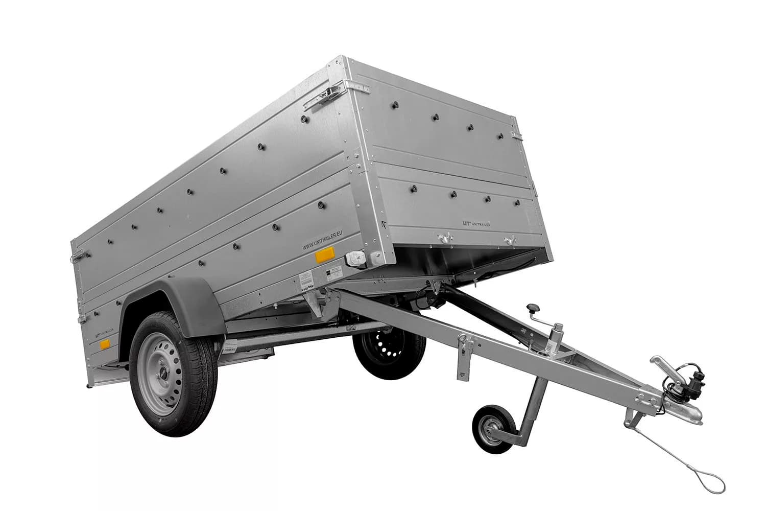 Pkw Anhänger Kipper 230×125 Garden Trailer 230 KIPP Unitrailer 750 kg mit Stützrad und zusätzlichen Bordwänden-Neu