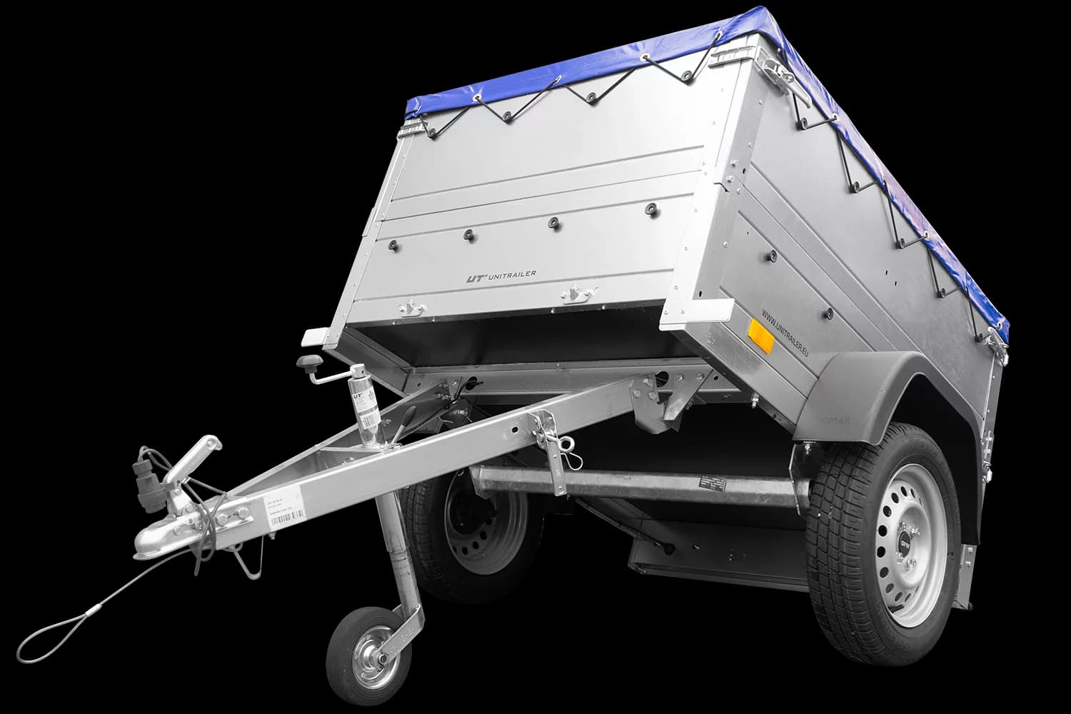 Pkw Anhänger Neu Garden Trailer 150 KIPP mit zusätzlichen Bordwänden, Stützrad und blauer Flachplane-Neu