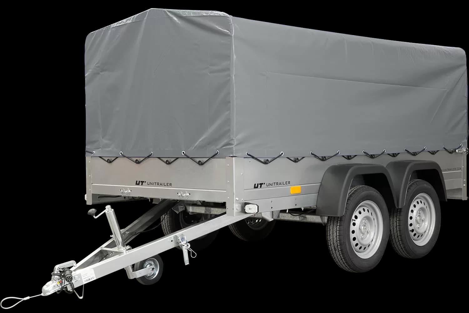 Unitrailer Garden Trailer Anhänger 264/2 Kipp Mit Stützrad, Spriegel Und Grauer Plane-Neu