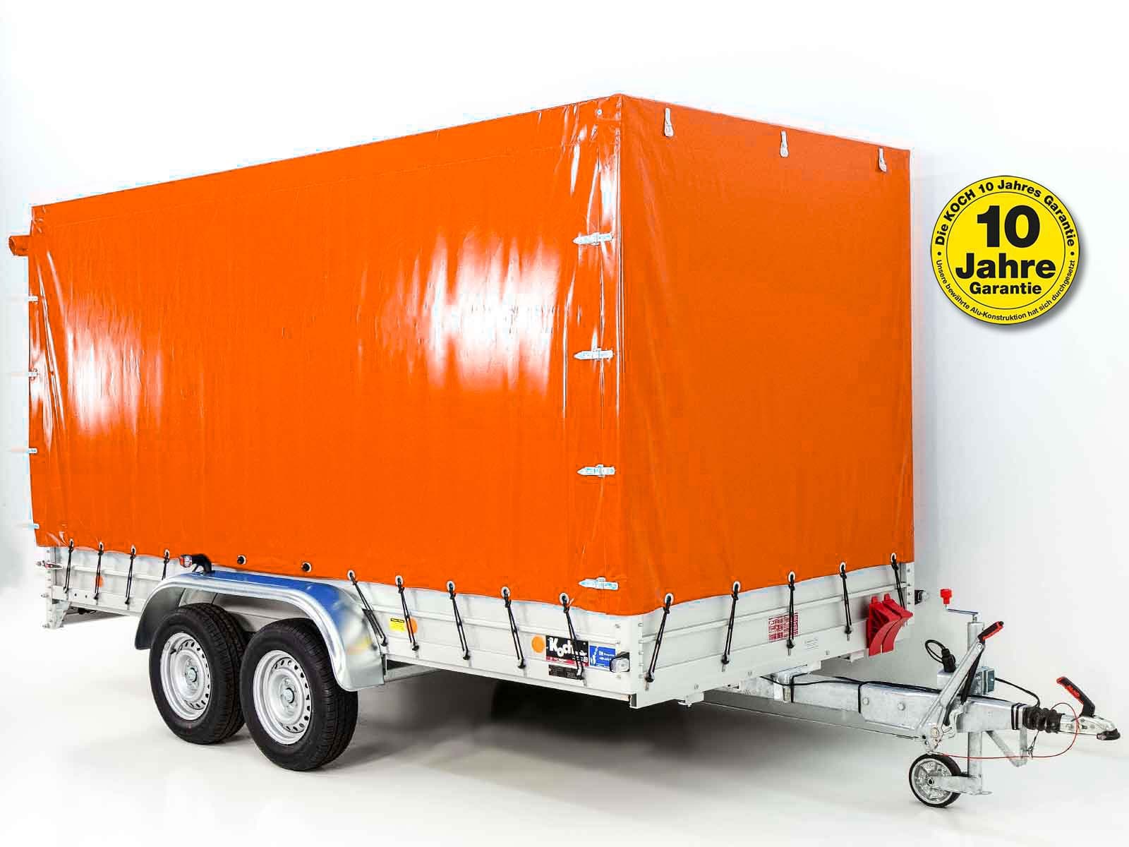 Anhänger mit Plane 185x400cm 2600kg | Typ 10.26 | Hochplane 200cm Orange-Neu
