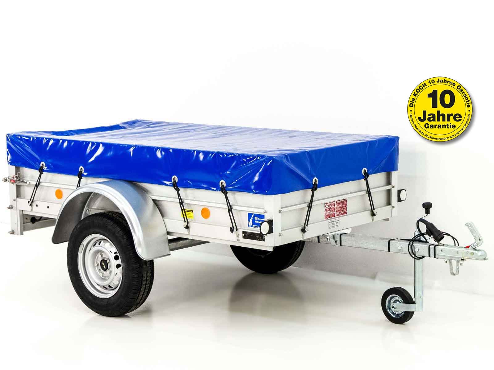 Anhänger mit Plane 105x205cm 750kg | Typ U2 | Flachplane Profi blau-Neu