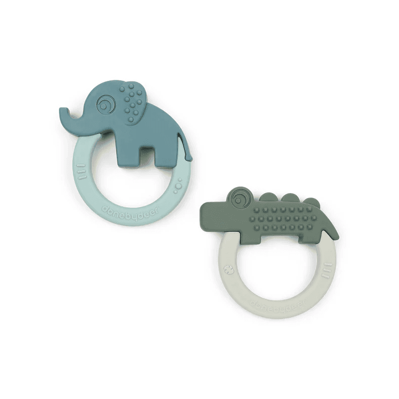 Lot de 2 anneaux de dentition - eléphant/crocodile