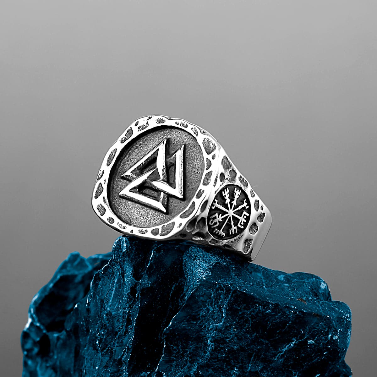 Bague Viking Valknut en Acier Inoxydable - 12