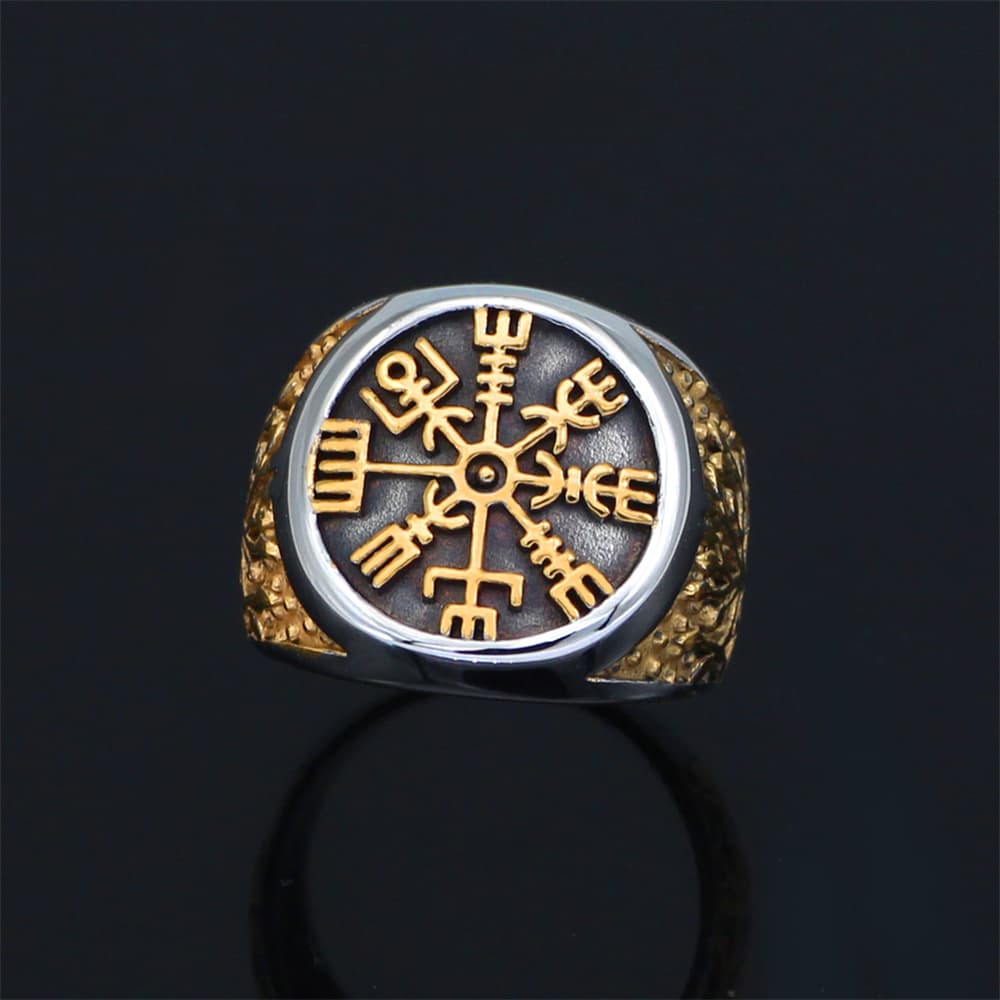 Bague Viking Vegvisir doré - 12