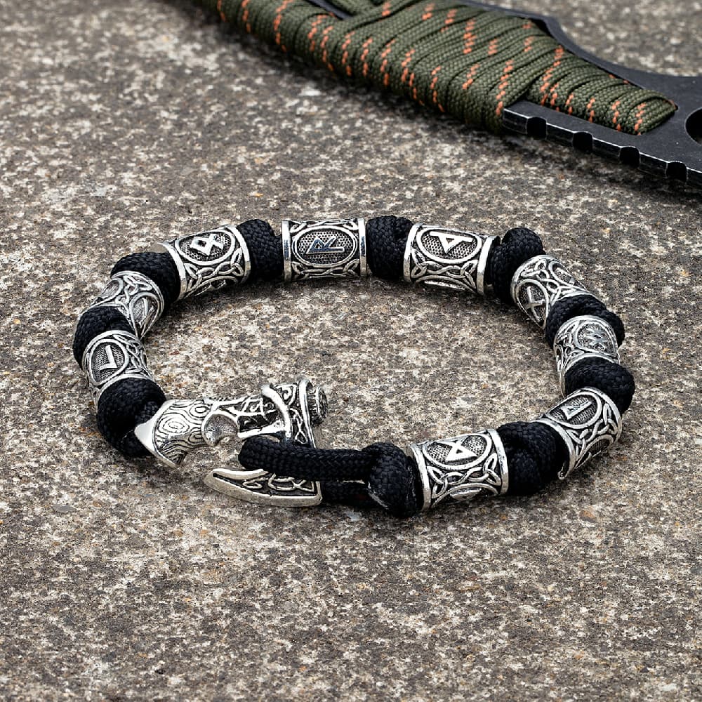 Bracelet viking nœuds nordiques noir - 21cm
