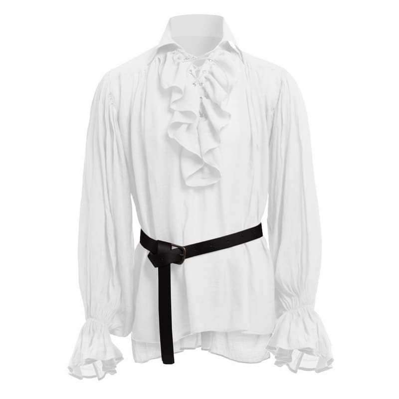Déguisement viking chemise volants en Y blanc - S