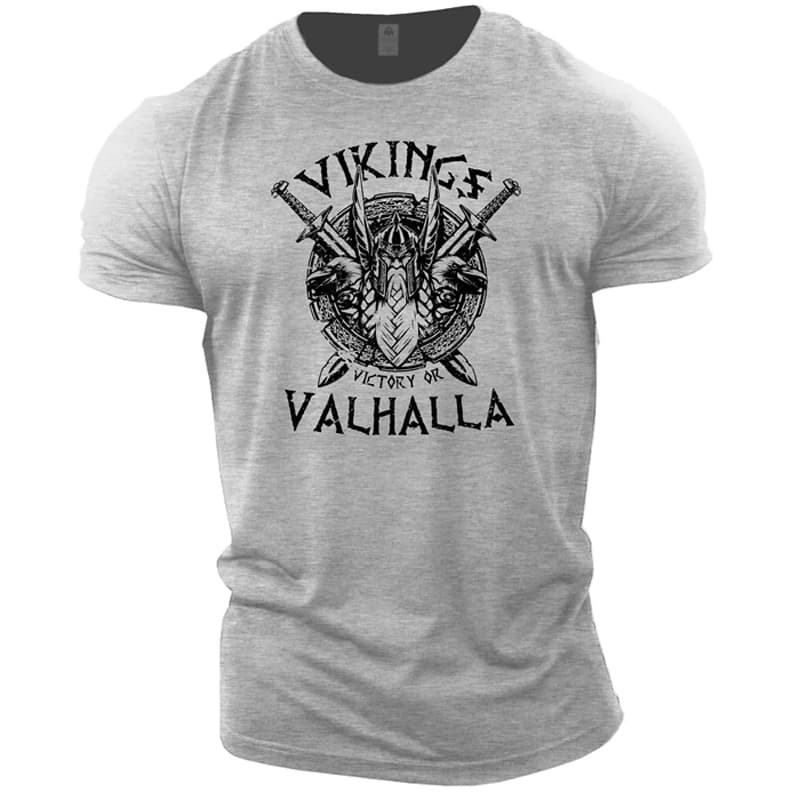 T-shirt Viking victory or valhalla gris - L