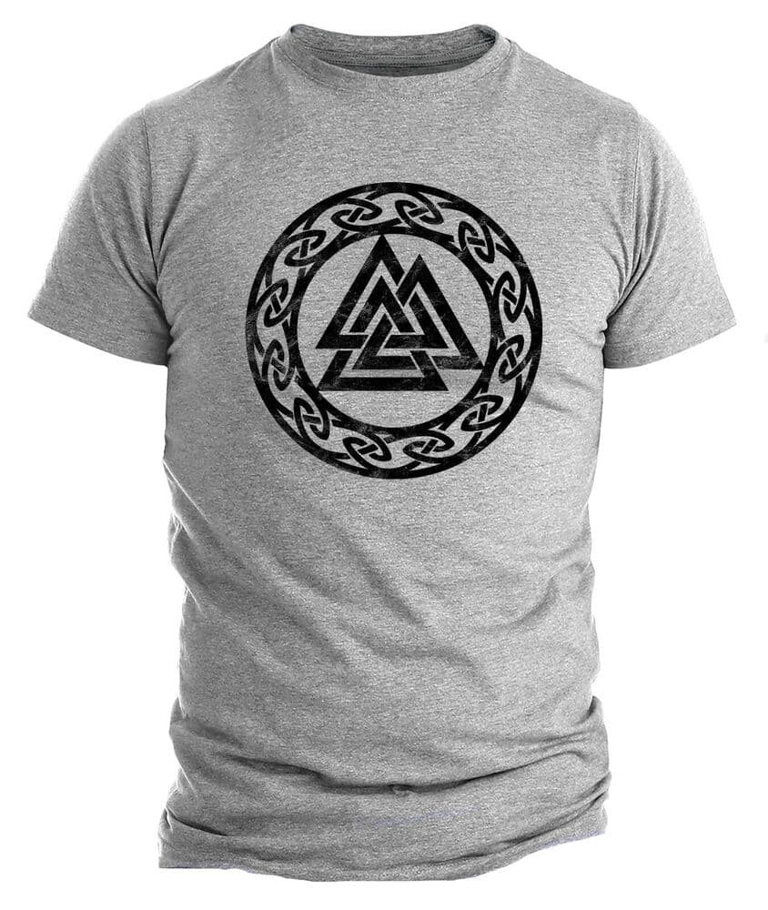 T-shirt viking Valknut rune gris - S