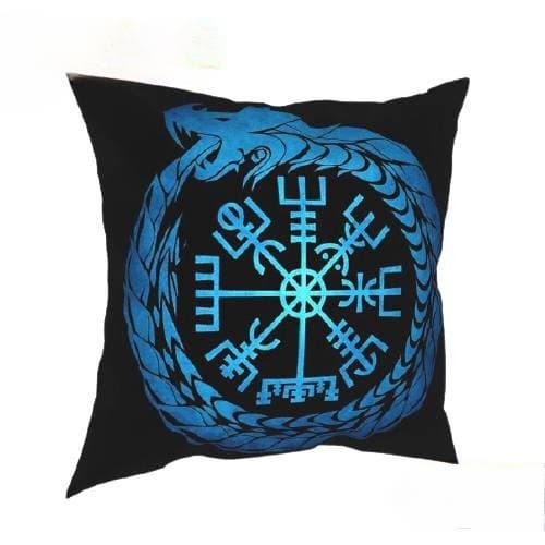 Coussin Viking Vegvisir et Ouroboros - 30x30cm
