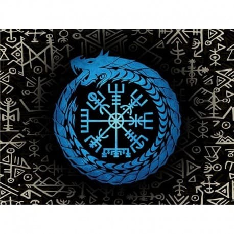 Drapeau Viking - Serpent Jörmungand - 150 x 200 cm - Bleu