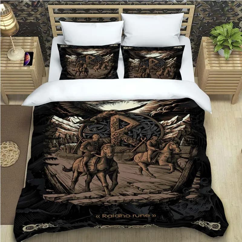 Housse de couette viking raidho rune - 200x200cm
