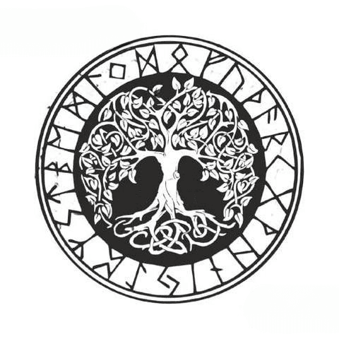 Stickers Arbre De Vie Nordique | Noir et Blanc - 57x57cm