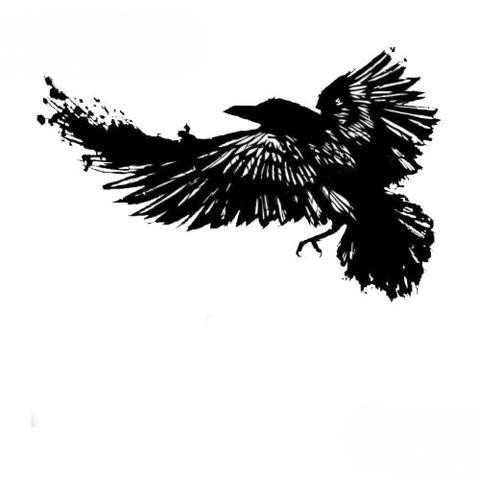 Stickers Corbeau Viking | Noir et Blanc - 66x42cm