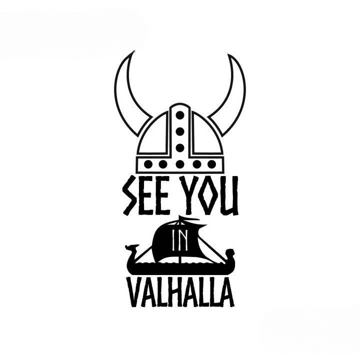 Stickers Valhalla Casque Guerrier | Noir et Blanc - 56x32cm