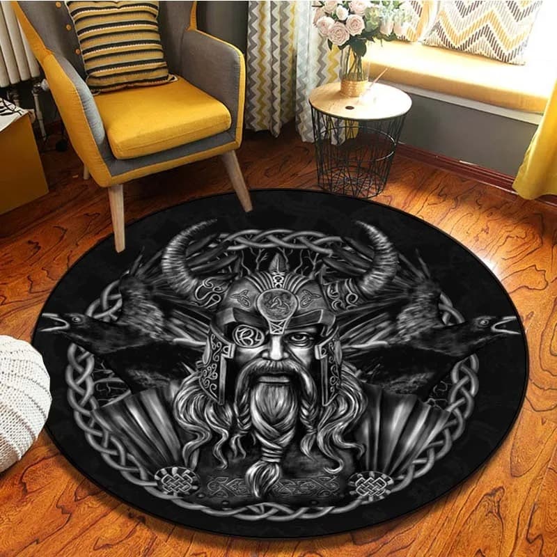 Tapis viking rond guerrier nordique - 100cm