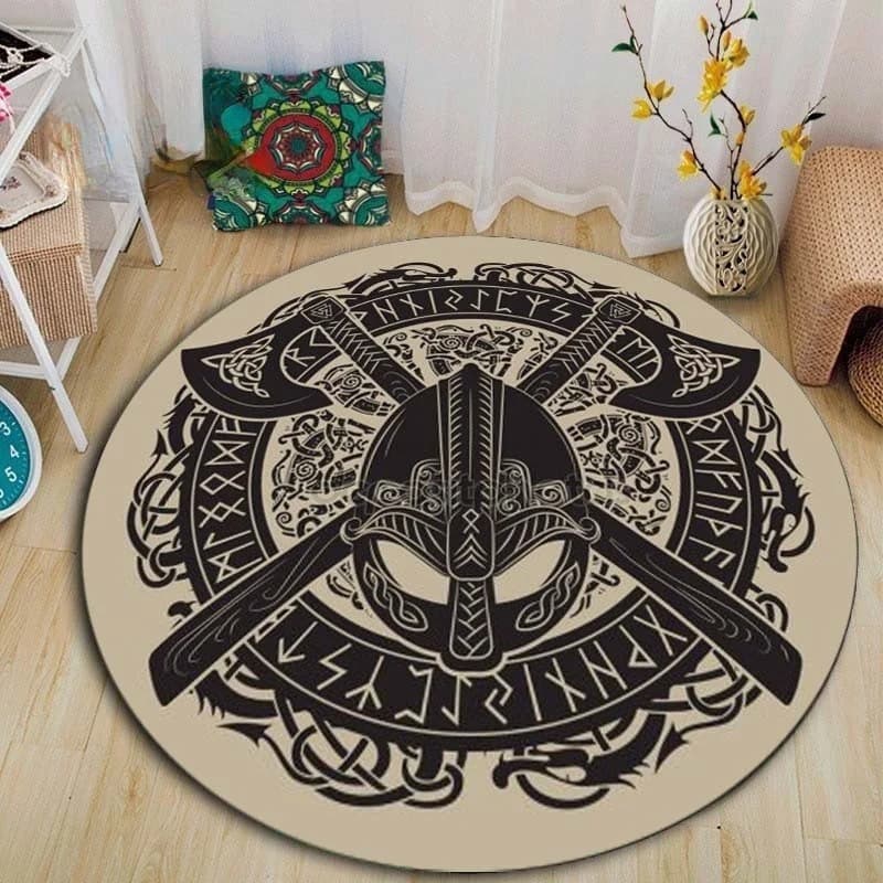 Tapis viking rond guerrier - 100cm