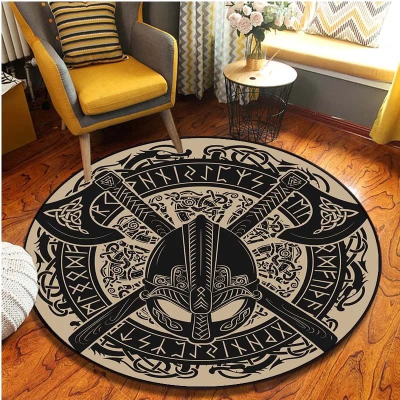 Tapis viking rond haches - 60cm
