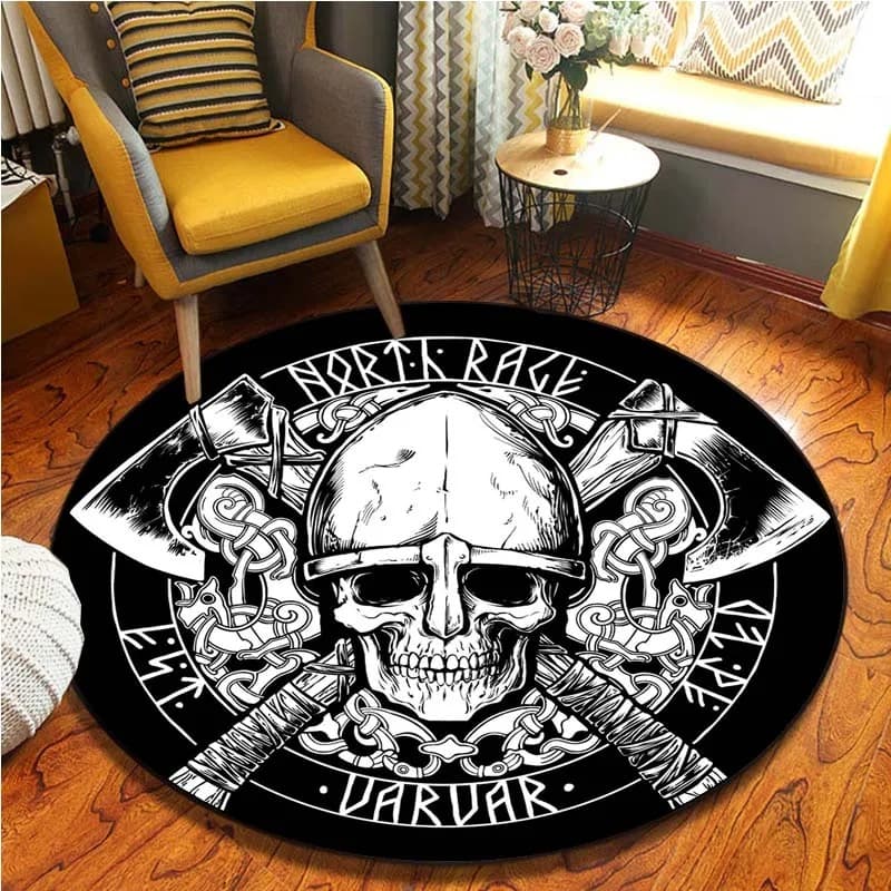 Tapis viking rond tete de mort - 150cm