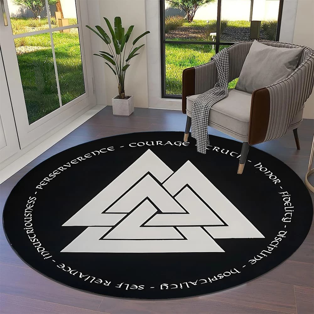 Tapis viking rond valknut motivational - 150cm