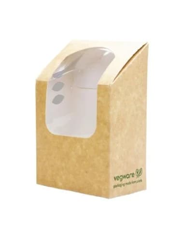 Boîtes à wrap et tortilla kraft compostables avec fenêtre PLA Vegware