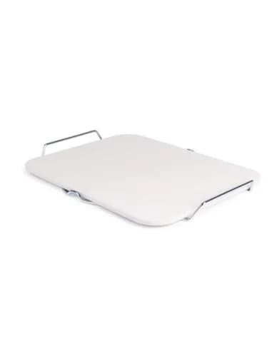 Pierre à pizza rectangulaire avec support métal de service