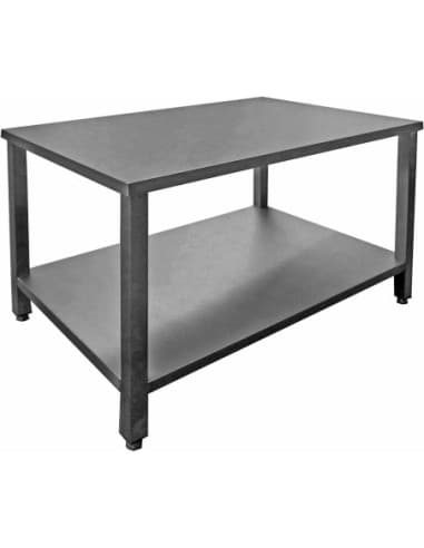 TABLE INOX SOUDEE CENTRALE AVEC ETAGERE L (en mm) : 1 200 - L (en mm) : 800 H (en mm) : 850
