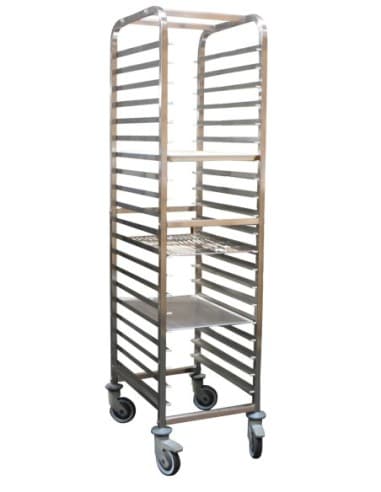 ECHELLE DEMONTABLE INOX GN2/1. 20 NIVEAUX AVEC BUTEES. ENTREE 530 MM. CHAPE POLY DONT 2AF L (en mm) : 585 - P (en mm) : 675 H (e